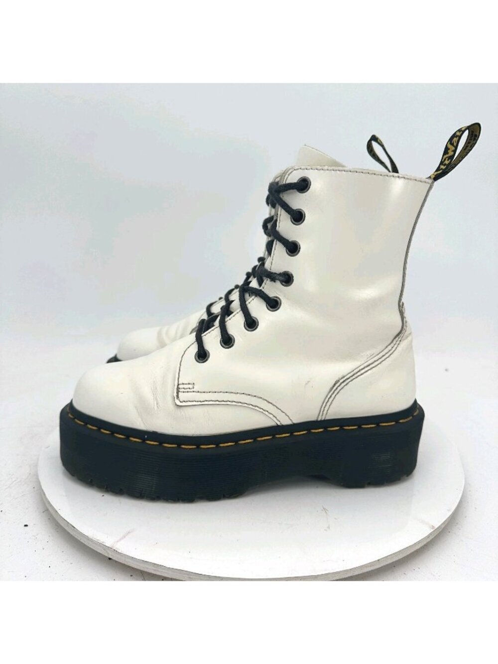 Dr. Martens Jadon Women Size 6 White Leather Combat Boot